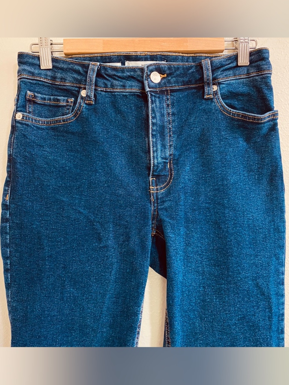 Mango Dark Blue High-Rise Sienna Cropped Flare Jeans Size 8 - Picture 5 of 8